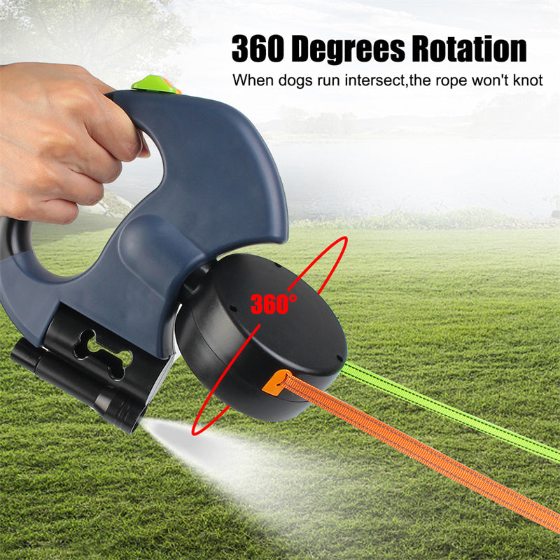 Dual Dog Leash with Tangle | 360 Swivel With Lights
